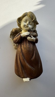 Engelsfigur Keramik Engel Deko Herz Gold Bronze Geschenk Sammelfigur 12 cm