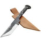Hunting Camping Outdoor Tanto Full Tang Railroad Spike Knife w/ Leather Sheath
