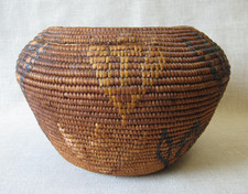 Antique Imbricated SALISH Indian Basket / Northwest Coast / 