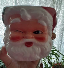 Vintage Winking Santa Snack Bowl Container by Transpac. Rare