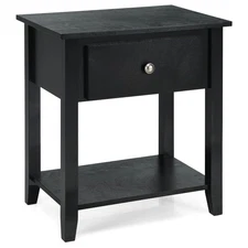 Costway Nightstand Beside Table Chest Sofa Table End Table Accent Table Black