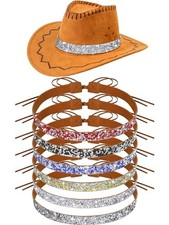 6 Pcs Bling Rhinestone Hat Band Rhinestone Cowboy Hat Bands Classic Style