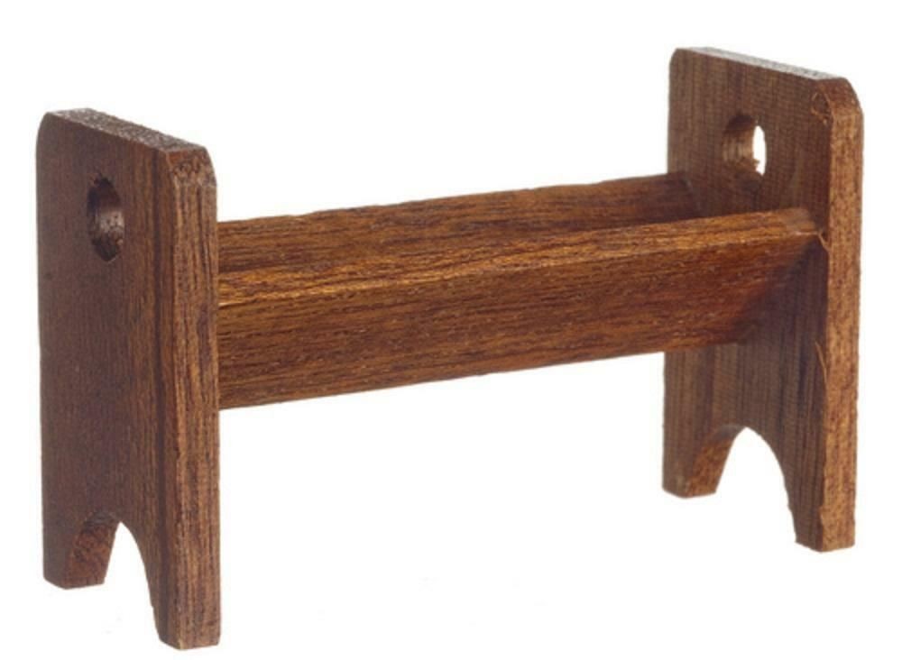 Dolls House Small Walnut Wood Book Shelf Miniature Hall Accessory 1:12 Scale