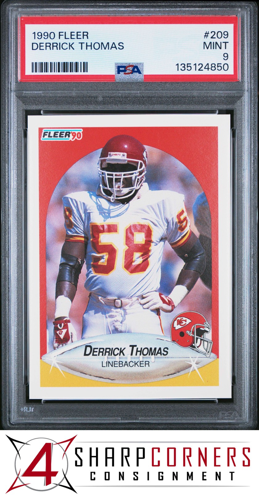 1990 FLEER #209 DERRICK THOMAS CHIEFS HOF PSA 9