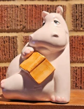 Fitz and Floyd Pink Ceramic Hippo Cracy Bookend Book End Japan 1980 Hippopotamus