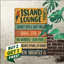 Tiki Bar Stacked Plank Sign Tropical Hawaiian Lounge Pub Wall Plaque 8x12