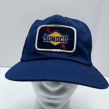 VTG 80’s Sunoco patch trucker mesh hat Snap Back blue
