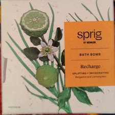 Sprig by Kohler Bergamot + Lemongrass Bath Bomb, Made with Natural Botanicals