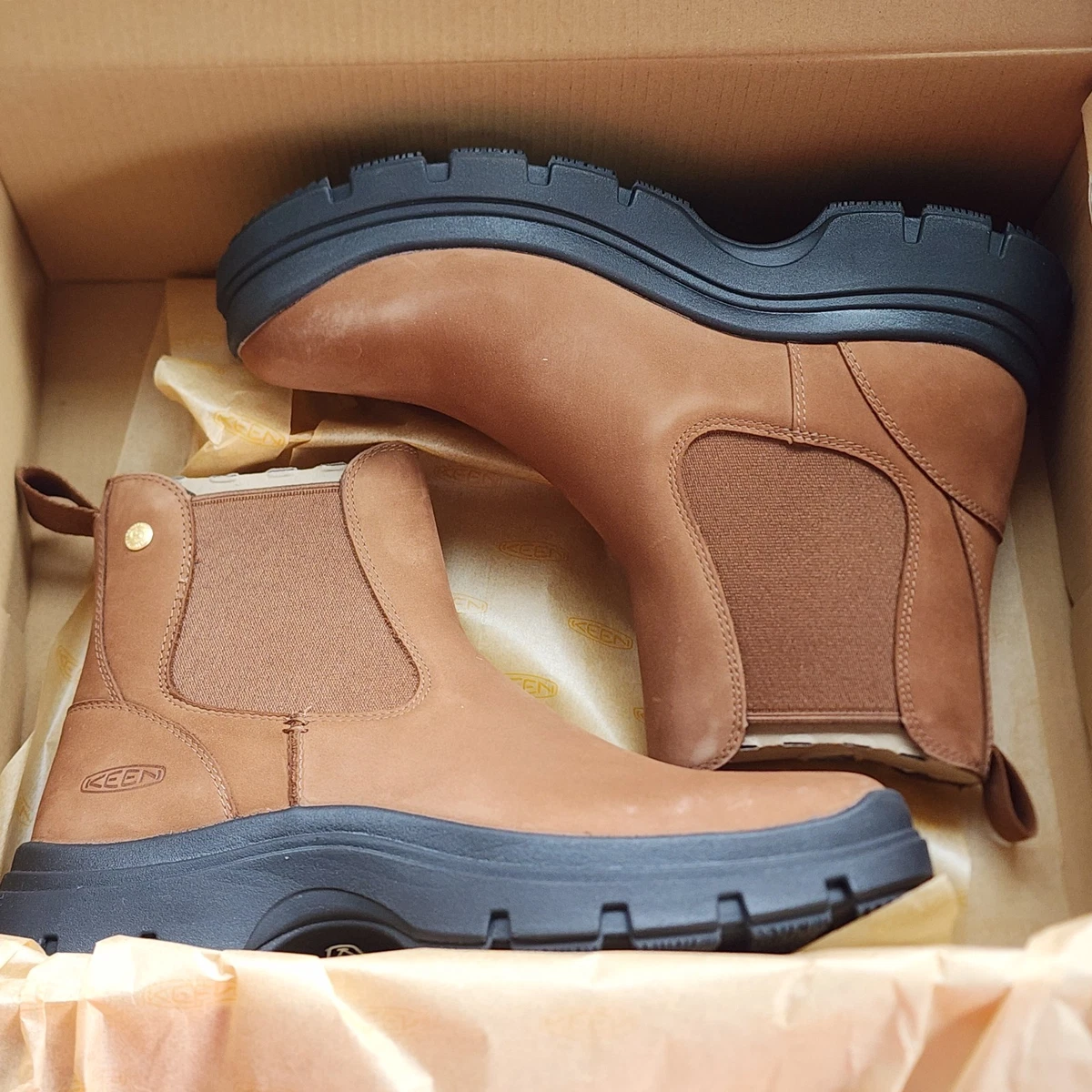 Keen Women’s Tan Leather Ankle Boots size 39 KEEN Leather Upper Low (1-1.9 in) Heel Height Boots for  main image 2