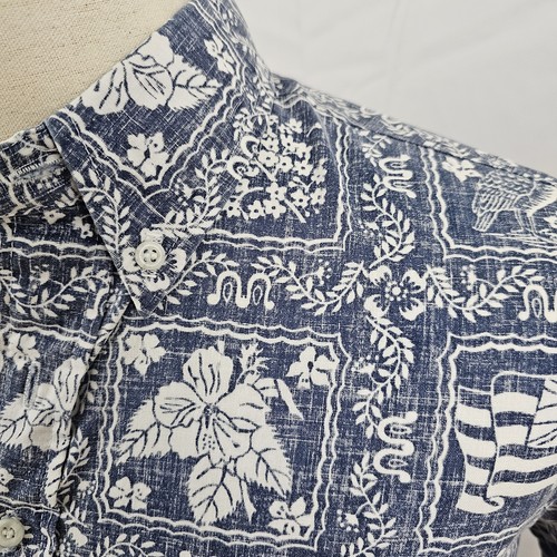 Reyn Spooner Vtg. Lahaina Sailor Popover Hawaiian Shirt Reverse Print Gray Large - Picture 3 of 8