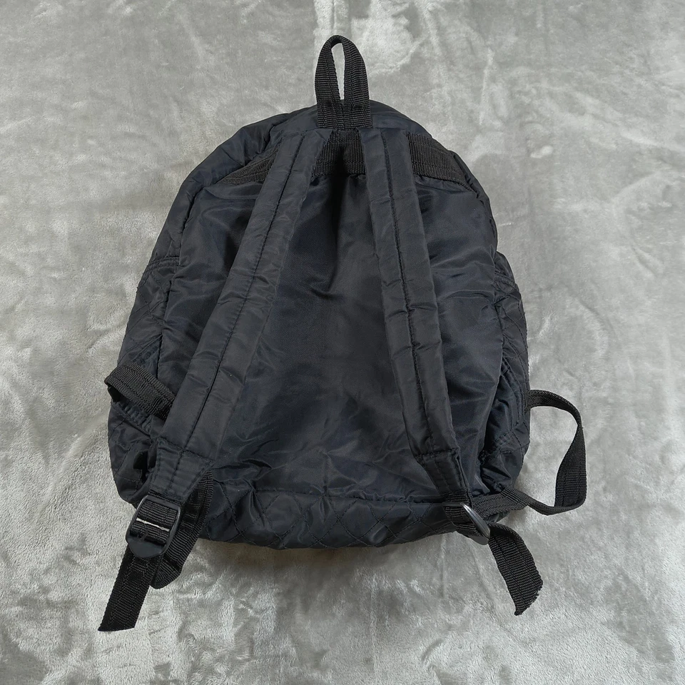 Vintage United Colors Of Benetton Backpack Black Embroidered Quilted 80s 90s Bag - Image 2 of 4