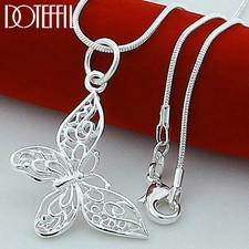 25 Sterling Silver Butterfly Pendant Necklace Snake Chain For Women Wedding