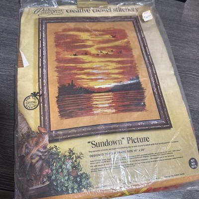 Paragon Needlecraft Creative Crewel Stitchery Sundown Kit 0215  16 x 20 NOS