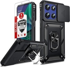 Moto G-Stylus 2025 Case w/ Slide Camera Cover, Screen Protector, Hard Black