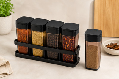 4-in-1 Stackable Spice Organizer Set Airtight Kitchen Storage Jars Space Saver
