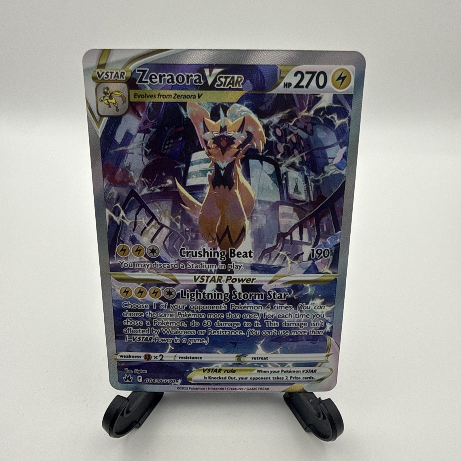 Pokemon TCG Zeraora VSTAR GG43/GG70 Crown Zenith Galarian Gallery Full Art Holo