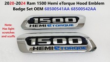 2020-2024 Ram 1500 Hemi Etorque Hood Emblem Badge Set Oem 68500541aa 68500542aa