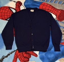 Vintage Jeffmates Lord Jeff Cardigan Sweater Blue Size XL Acrylic USA Made
