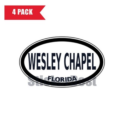 Florida Wesley Chapel Oval Sticker 4 Pack 3x2 Inch