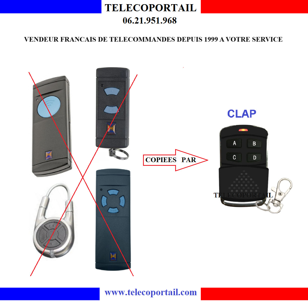 Télécommande copieuse multifréquence 868 MHz pour Hormann HS1 HS2 HSE2