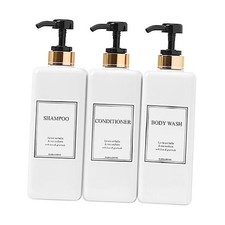 Modern Gold Design Large 27 oz Shampoo and Conditioner Dispensers - Empty Black