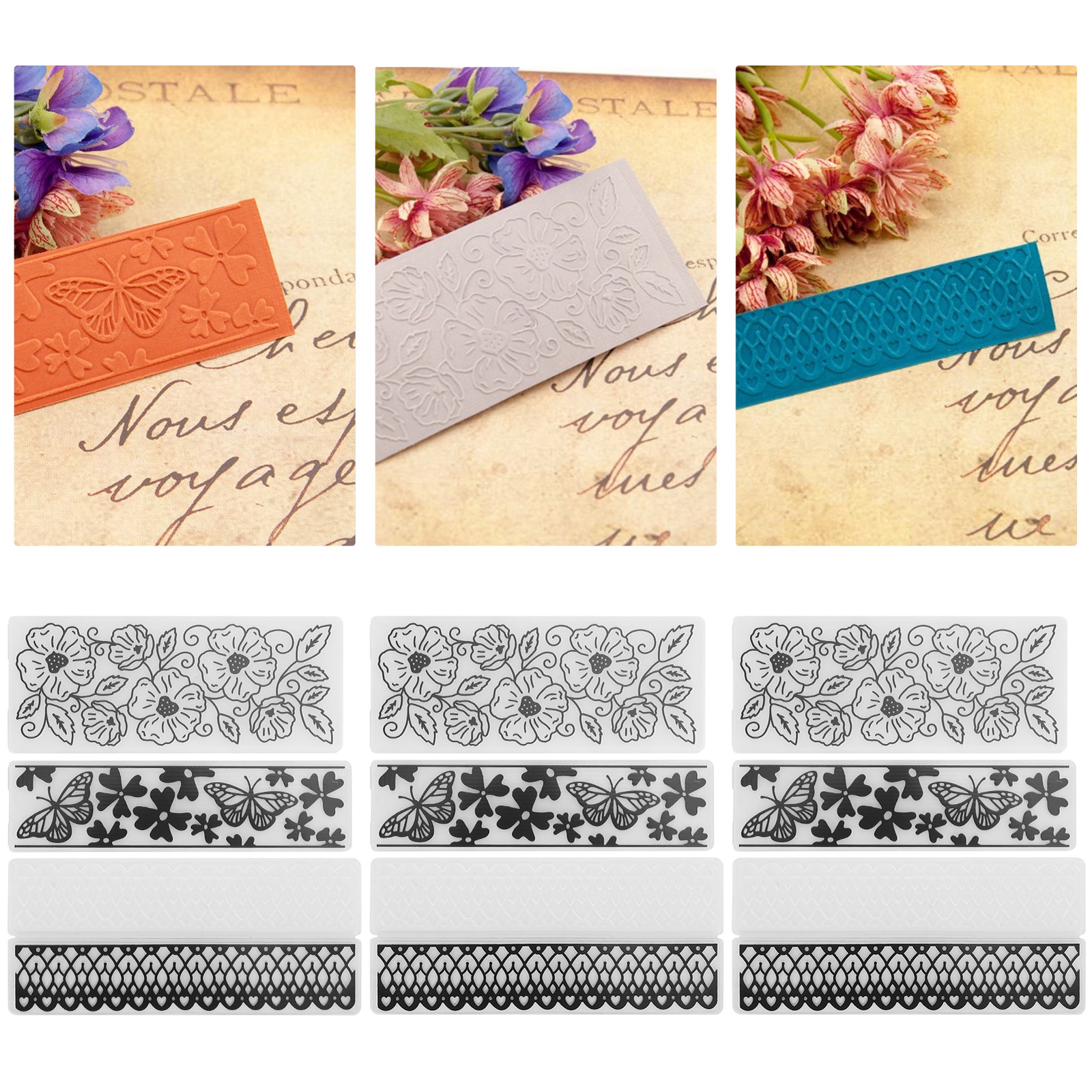 9Pcs Flower Plastic Embossing Folder Rectangle For DIY Card Maker HandMade Ac UK