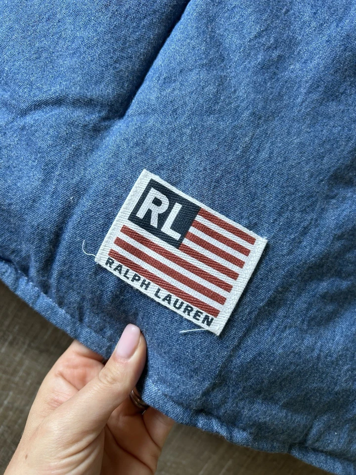 VTG Ralph Lauren TWIN Windward Flag Denim COMFORTER Jean Medium Wash 84x64 USA - Image 4 of 4