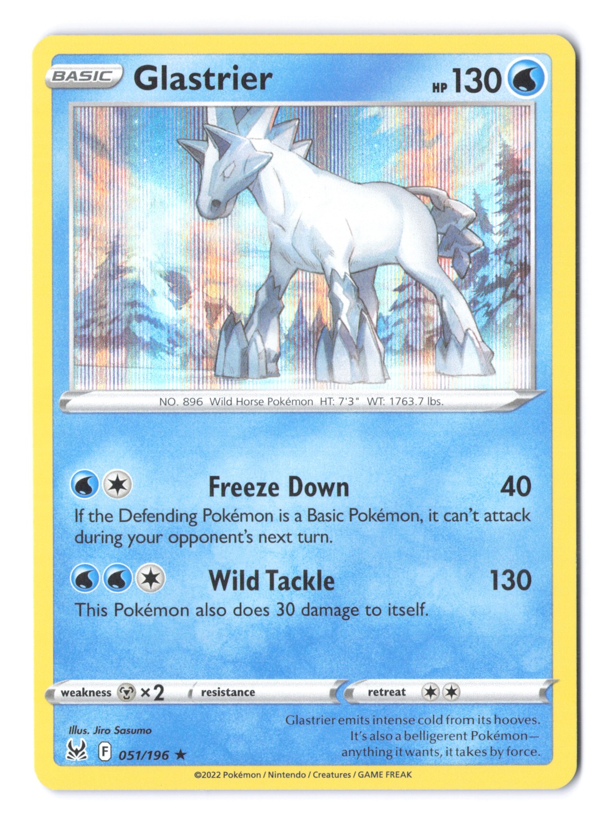 Pokemon Glastrier Lost Origin 051/196 Holo NM