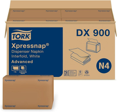 Xpressnap White Dispenser Napkins N4 Advanced Interfold 1-Ply for Hygienic Dispe