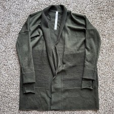 LULULEMON Green Sit in Lotus Merino Wool Open Cardigan Sweater Thumb Hole 6