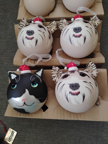 8 Christbaumschmuck Hund (6) & Katze (2) 3,5 x 4 Zoll - Bild 2 von 3
