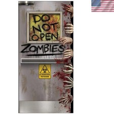 Spooky Zombie Door Cover - 5' x 30'' Plastic Decoration for Horror-themed Events