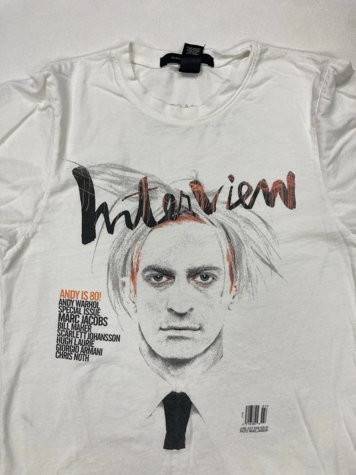 Marc Jacobs Entrevista Andy Warhol Museo Gráfico Camiseta Mujer Pequeña Blanca Foto 2 de 4