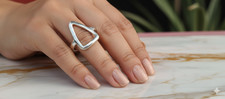 925 Sterling Silver Geometric Open Triangle Ring Minimalist Statement BandJewel