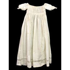 Antique Victorian Girls Gown Eyelet Embroidery 1800s Lace Trim