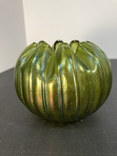 BEAUTIFUL ANTIQUE BOHEMIAN GLASS LOETZ KRALIK RINDSKOPF IRIDESCENT ROSE BOWL