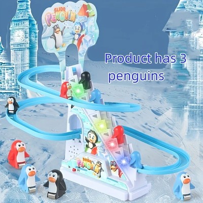Pinguin Rennset Spielset mit Rutsche LED Lichter Musik Kinder