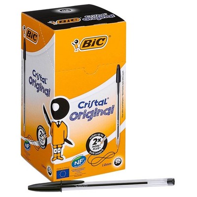 BIC Kugelschreiber Cristal transparent, Schreibfarbe: schwarz, 50 St.