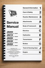 JCB JS200 JS210 JS220 JS240 JS260 SERVICE MANUAL PAPER BOUND