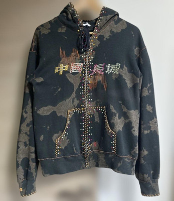 The Great China Wall Studded Embroidered Zip-Up Hoodie Crystal Size Unknow
