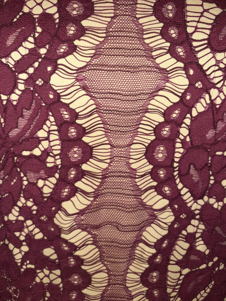 GABBY SKYE Size 14 Sheath Dress Wine Red Floral Lace 3/4 Sleeve Knee Length - Image 4 of 4