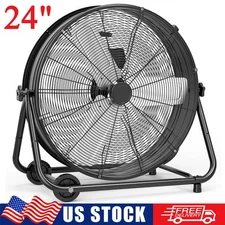 24" Drum Fan High Velocity Industrial Floor Fan 3-Speed 5700CFM Air Circulator
