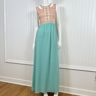 Flying Tomato Women Maxi Dress S Floral Embroidered Sleeveless Blue Lined | eBay Flying Tomato Women Maxi Dress S Floral Embroidered Sleeveless Blue Lined | eBay