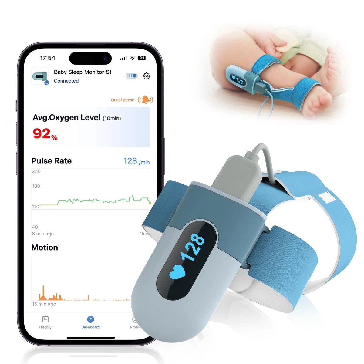 Babytone Baby Oxygen Monitor Baby Sleep Monitor Tracking Avg O2