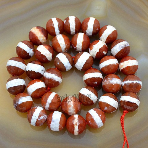 Tibetan Old Agate Gemstone Faceted Round Loose Beads 15'' 6mm 8mm 10mm 12mm - Picture 17 of 35