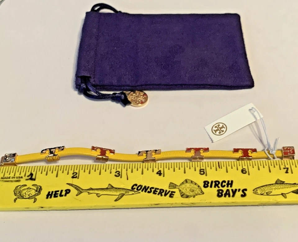 Tory Burch женщин засечки T одиночный надежном браслет Tory золото желтый новый ярлыки мешок для пыли - Изображение 4 из 4