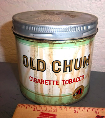 Vintage Old Chum EMPTY Tobacco tin, great graphics, Imperial Tobacco Canada