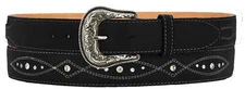 Handcrafted Full Grain Genuine Leather Studded Cowboy Black West Diamond Belt