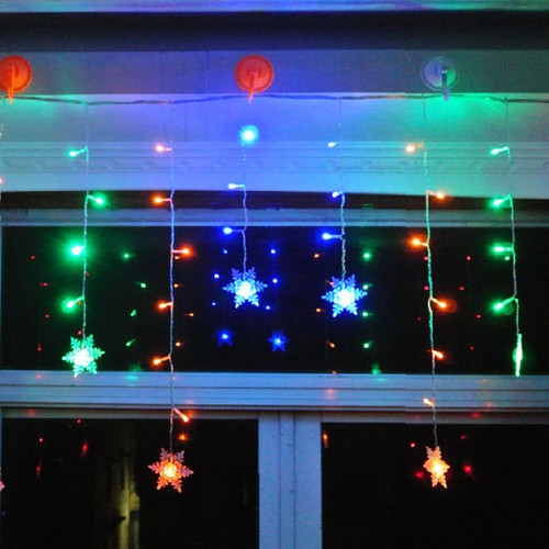 LED Window Curtain Snowflake Icicle String Fairy Lights Home Christmas Decor US - Picture 7 of 26