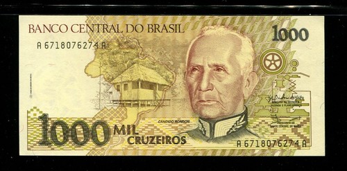 BRASILIEN 1000 Cruzeiros P-231, 1990-91 Banknote in knackiger Stempelglanz